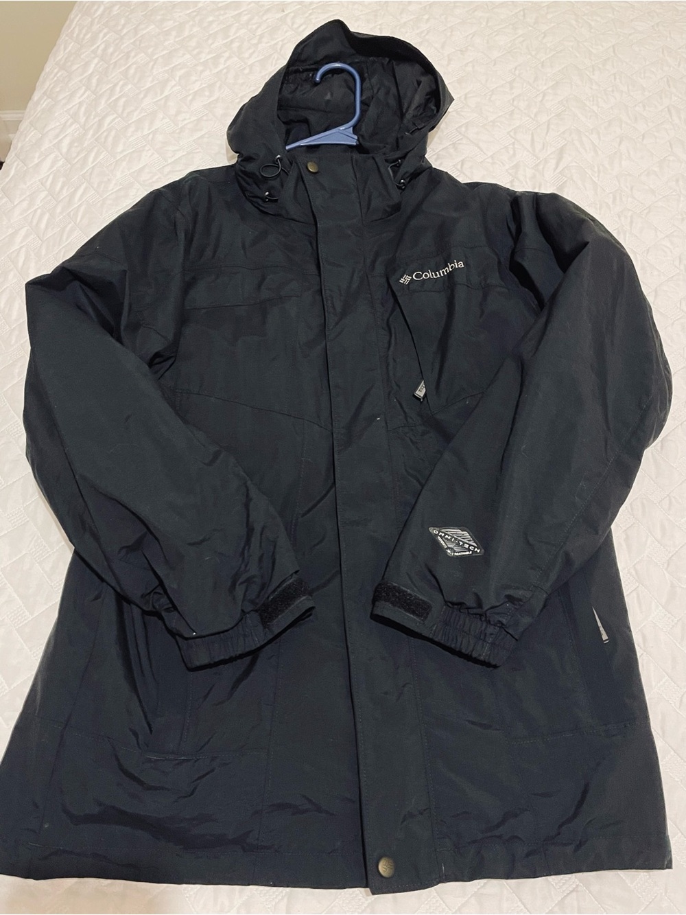 Columbia Men's Black Hooded Rain Jacket with Logo